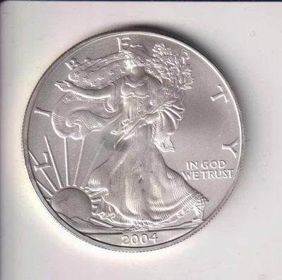 2004 AMERICAN SILVER EAGLE $1 DOLLAR 1 OZ .999 SILVER COIN UNITED STATE MINT - Image 1 of 2