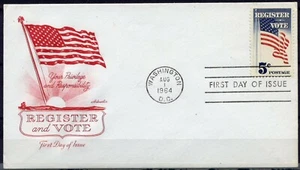 FDC Estados Unidos, 1964. Regístrate y vota tu privilegio y responsabilidad - Imagen 1 de 2