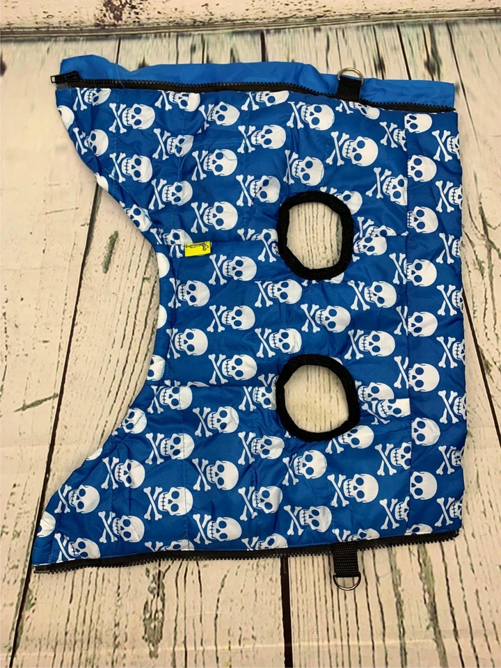 Jaqueta Parka Caveira e Osso de Cachorro Azul Zíper Grande - Imagem 1 de 2