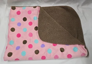 Garanimals Pink Brown Polka Dot Baby Blanket Purple Aqua HTF Security Lovey Girl - Picture 1 of 3