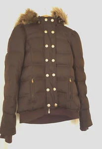 JUICY COUTURE LADY'S DOWN/FEATHER PUFFER SKIT COAT W/FAUX FUR HOODIE TRIM $354.0 - Picture 1 of 4