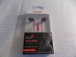 AURICOLARI MAXELL PURE FITNESS CON MICROFONO BASSO 13 ROSSI NUOVI - Foto 1 di 5