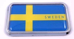 Sweden Swedish rectangular Chrome Emblem 3D Car Decal Sticker 3"x1.75" - Imagen 1 de 2