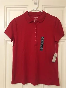 St John's Bay Red Polo Shirt Short Sleeve Petite Medium NWT - Picture 1 of 6