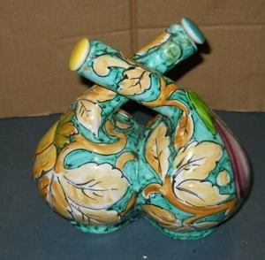 JARRA DE ADEREZO PARA ENSALADA CRUET DE DOBLE MANGO VINAGRE Y ACEITE DE CERÁMICA ITALIA 25/A VEGETALES - Imagen 1 de 6