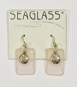 Sea Glass Inspired Pink & Sterling Silver Sand Dollar Earrings - Brand New - Picture 1 of 3