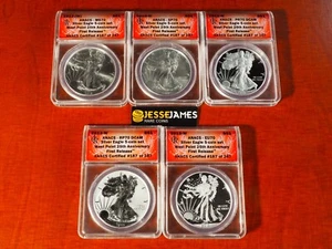 2013 W PROOF SILVER EAGLE ANACS RP70 EU70 PR70 SP70 MS70 FR COMPLETE 5 COIN SET - Picture 1 of 12