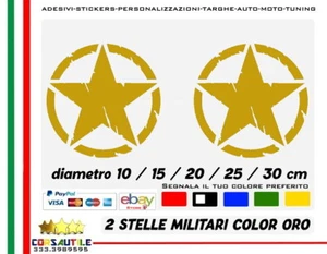 2 ADESIVI STELLA MILITARE colore oro stickers AUTO US ARMY JEEP FUORISTRADA 4X4 - Picture 1 of 1