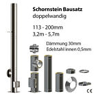 Edelstahlschornstein Bausatz doppelwandig 0,5mm DW DN 113-200mm Kamin aussen