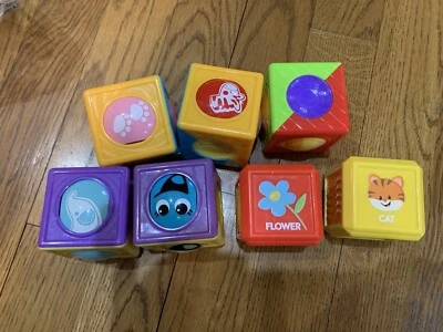 Fisher Price 滚轮块 多种 批量 愚蠢的面孔 感觉块 批量 7 件 — 第 1/4 张图片