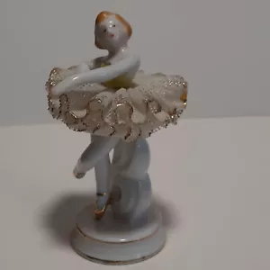 Vintage Ucagco Japan Hand Painted Balerina lace tutu yellow top - Picture 1 of 21
