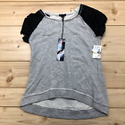 Macys Teen Vogue Grey & Black Short Sleeve Jersey Sleeves Shirt Ladies Size S