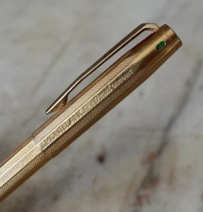 Raro Vintage Penna a Sfera MONTBLANC Pix-o-Mat Pl. Oro - Finitura Lignaggio - Foto 1 di 10