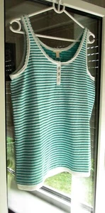 ESPRIT HENLEY BAUMWOLLTOP LAYERLOOK WEISS GRÜN STREIFEN GESTREIFT L 40 NEU - Bild 1 von 9