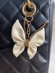 Beige butterfly bag charm Keychain Car Key Fob handmade gift new - Picture 1 of 2