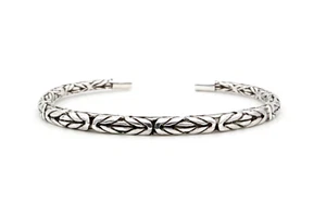 HOMBRES Bali Bizantino Cadena Plata Maciza de Ley 925 Joya Abierto Puño Pulsera - Imagen 1 de 6