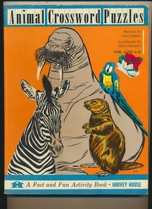 Vintage Animal Crossword Puzzles A Fact and Fun Activity Book 1962 Harvey House - Picture 1 of 6