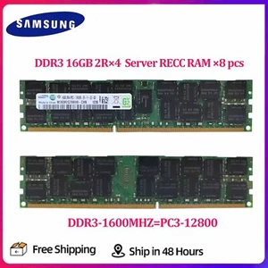 Samsung 128GB(8×16GB) 2Rx4 PC3-12800R DDR3 1600 MHz REGISTERED RDIMM Memory RAM - Picture 1 of 6