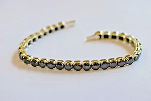 Bracelet Black Diamond 6 mm 8 inches 925 Row Silver Clasp Lab Certified Hip Hop - Picture 1 of 8