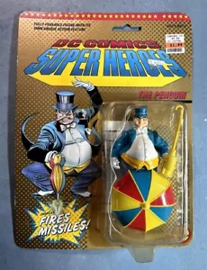 1989 TOY BIZ DC COMIC SUPERHEROES THE PENGUIN w/ UMBRELLA FIRES MISSILES (MOC)* - Picture 1 of 3