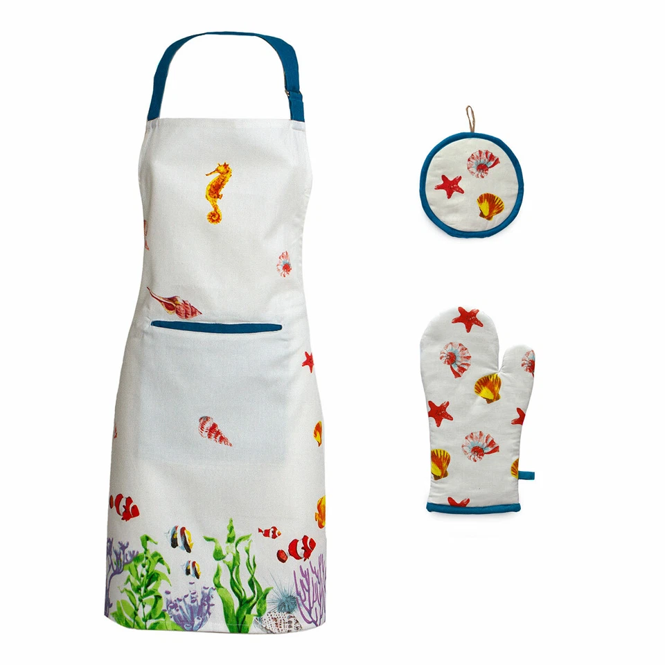 Set cucina Azure guanto + presina + grembiule c/stampa digitale V936 - Immagine 1 di 1