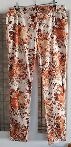 Laura Ashley Trousers Size Uk 14 Stretch Slim Leg Floral Pocketed Lightweight - Picture 1 of 9