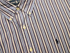 RALPH LAUREN Yarmouth Shirt Button Blue Stripe l/s Blue Pony Mens 16.5-34/35
