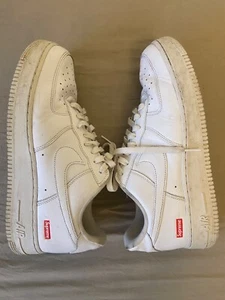 Size 9 - Nike Air Force 1 x Supreme Low Box Logo - White - Picture 1 of 5