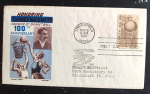 BASKETBALL JAMES NAISMITH 100TH BIRTHDAY ANNIVERSARY KEN BOLL CACHET 1961 FDC - Picture 1 of 1