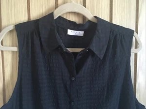 Long Black Sleeveless Button Up Blouse New Without Tags By Matalan Size 16 - Picture 1 of 6