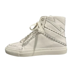 Zapatilla deportiva Zadig & Voltaire ZV1747 High Flash con tachuelas para mujer blanca, talla 39 USADA UNA VEZ - Imagen 1 de 10