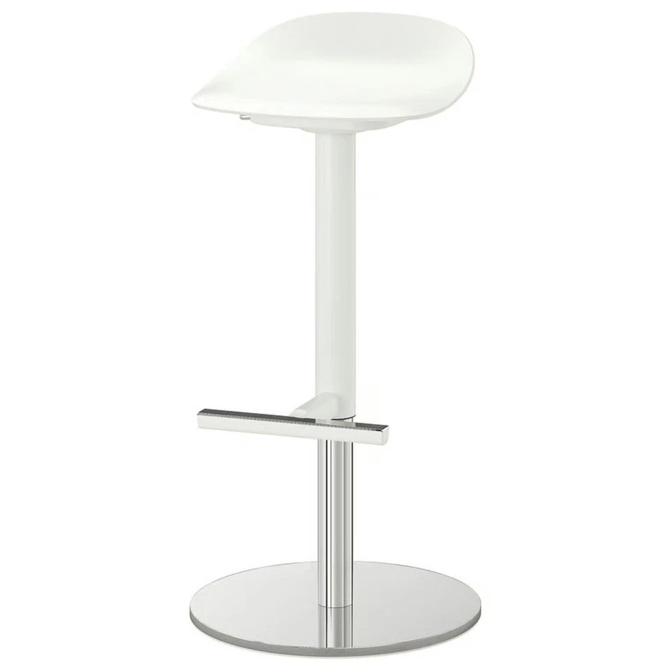IKEA JANINGE Bar Stool White 76 cm Adjustable Swivel Kitchen Counter Chair - Image 1 of 4