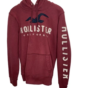 Hollister Hoodie Pullover Drawstring Topstitch Logo Graphic Womens Size S Maroon - Picture 1 of 8