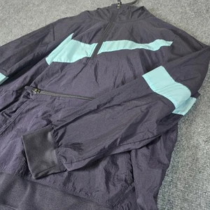 Nike Jacket Youth Medium Dark Purple Blue Windbreaker 1/2 Zip Swoosh Hooded - Picture 1 of 11