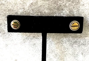 Sterling Round Two-Tone Stud Earrings -  Grams - Picture 1 of 5