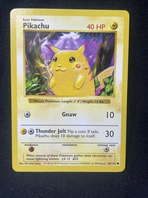 Shadowless Pikachu 58/102 Base Set RED CHEEKS Rare 1999 Vintage Pokemon Card - Image 1 of 2