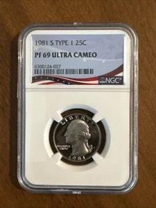 PF69 Ultra Cameo 1981-S Type 1 Washington Quarter NGC Graded - Picture 1 of 2
