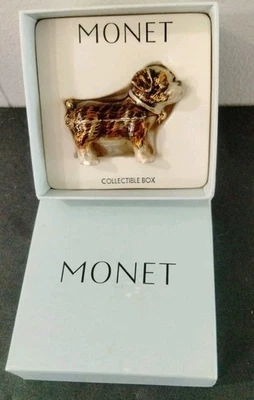 Monet Brown Dog Terrier Trinket Box w/Original Box - Image 1 of 4