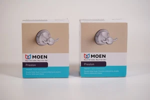 2 NEW Moen Preston Double Robe Hook - CHROME - DN8403CH - Picture 1 of 4