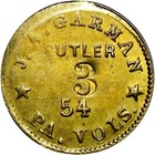 54th Pennsylvania Volunteers Civil War Sutler Token J A Garman 3 Cents