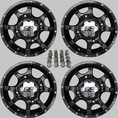POLARIS RZR 800 12" COBRA BLK ATV / UTV ALUMINUM WHEELS ( SET 4 )  POL3CA - Image 1 of 4