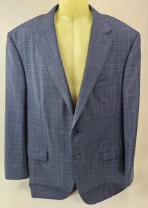 Canali 13290 Men's Blue Windowpane Check Sport Coat Jacket Size 58 R EU/ 48 US - Picture 1 of 7