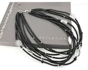 Silpada .925 Argento Sterling Trasparente & Vetro Nero Perlina 8 Collana, N1973 - Foto 1 di 6