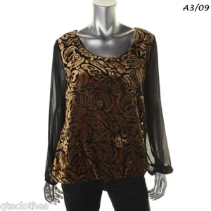 Style & Co $79 Sexy Black Texture Chiffon Long Sleeves Blouse Top Plus 0X QCO - Picture 1 of 4
