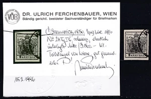 Ö 1850 ANK 2 H Type Ib schwarz Gestempelt Geprüft UNTERLEGTE Mitte Breitrandig - Picture 1 of 4