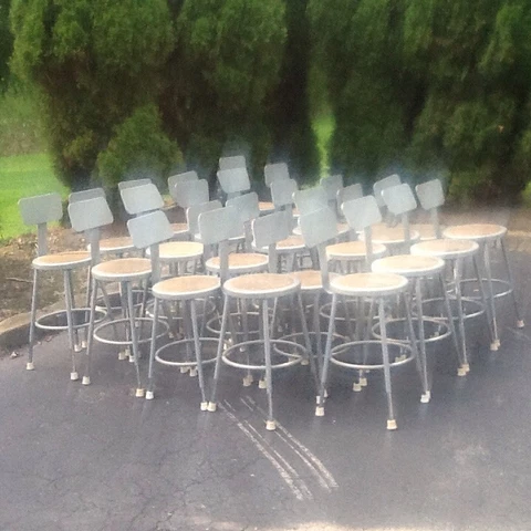 12 National Public Seating Adjust Seats 19" -27" Metal Stools W /Backs- No. 6218 Cover