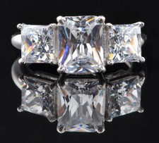 Three Stone Fancy Shape Solid 14KT White Gold 3.00 Carat Anniversary Ring