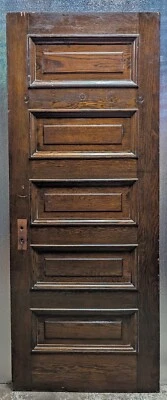 32x83.5"x1.75" Antique Vintage Salvaged SOLID Wood Wooden Interior Door 5 Panels - Image 1 of 4
