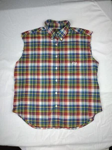 Women's Cruel Girl Shirt Large Sleeveless Button Up Plaid Flannel Cut Off Sleeve - Picture 1 of 8