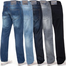 Kruze Designer Mens Regular Fit Denim Jeans Straight Leg Trouser Pants All Sizes
